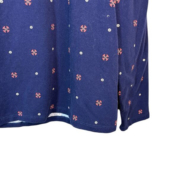 Talbots Paisley Jewel Print Long Sleeve Tee Navy Boho Embellished Top Size M - Picture 5 of 8